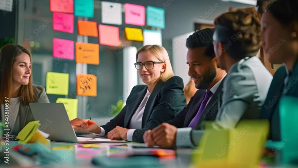 Canvas Prints A team of business colleagues collaborating and discussing ideas while sitting around a table, A team of business colleagues working together on a project