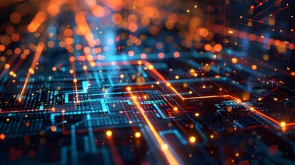 ech backdrop featuring glowing fiber optic links, quantum computing network, and electronic global intelligence