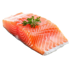 Fresh Salmon Fillet with Parsley on Isolated Background