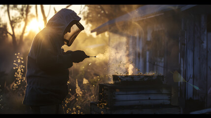 Fototapeta premium beekeeper working