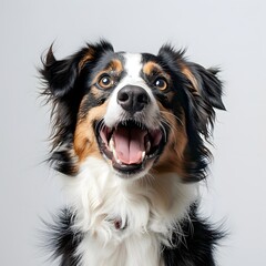 Fototapeta premium Smiling funny dog ​​looking up