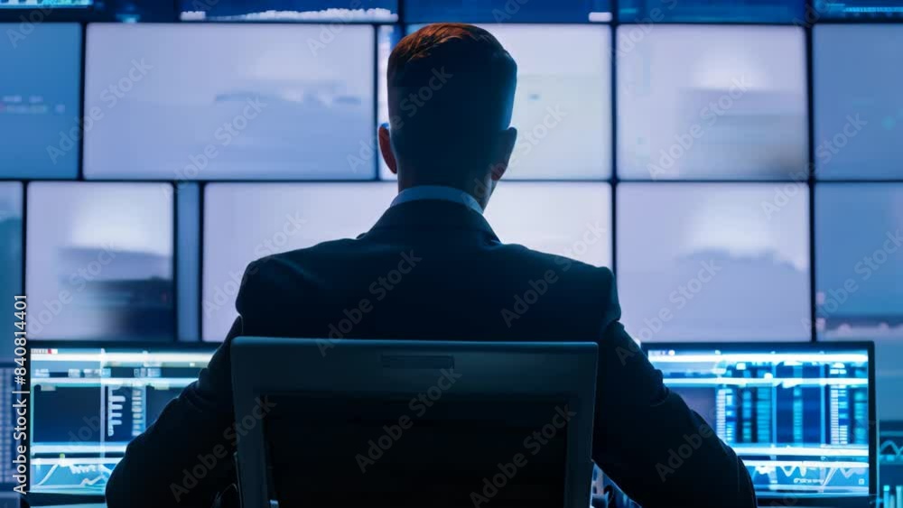 Aufkleber a man sits in front of a laptop, analyzing data as a threat intelligence analyst, a threat intellige