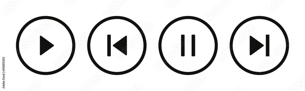 Poster music player icon set for multimedia audio player user interface. music player icon set with paly, p