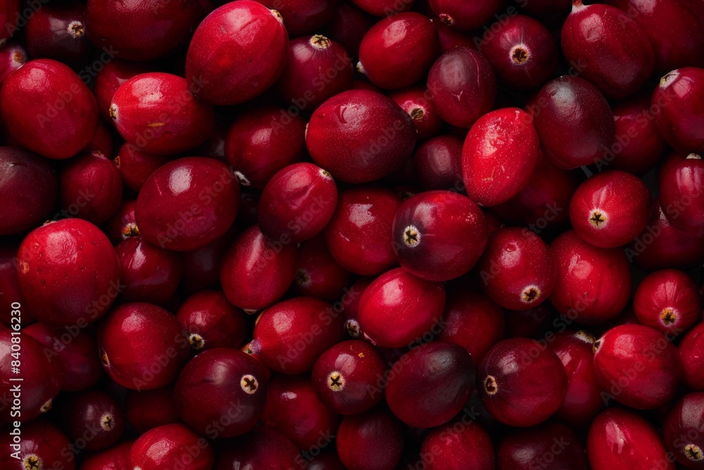 Aufkleber scattering of ripe cranberries are laying on a table, creating a festive and colorful backdrop for h