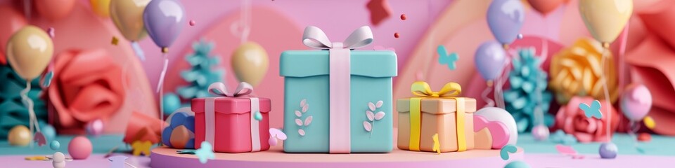 3D cartoon single gift box.