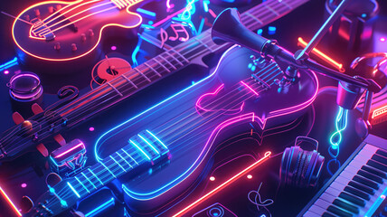 Colorful neon background musical style theme abstract