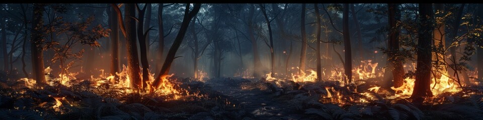 3D fire in the forest.