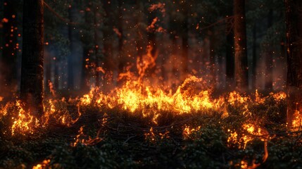 3D fire in the forest.