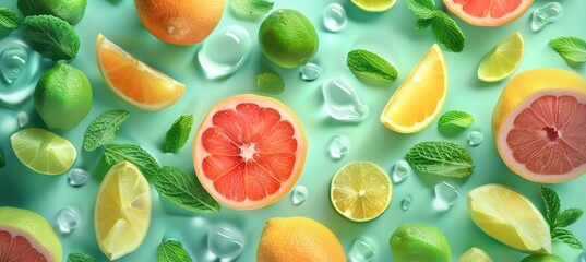 Vibrant Toothpaste Ad Featuring Fresh Ingredients Like Mint and Citrus for a Refreshing Feel