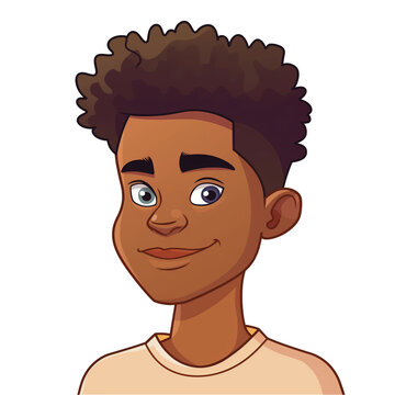 recommend clip art: young african man with brown hair  . png . clip art . vector cartoon art style . remove background 