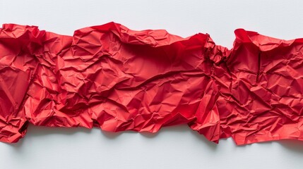 Textured red crumpled paper on a white background