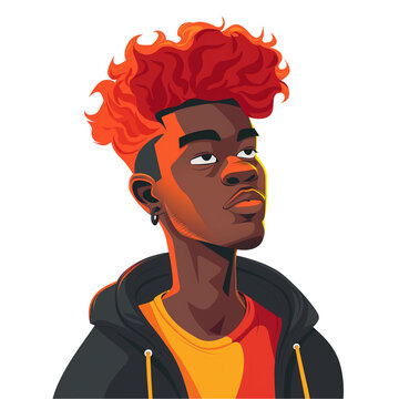 recommend clip art: young african man with red hair  . png . clip art . vector cartoon art style . remove background 