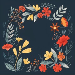 flat illustration flower frame.