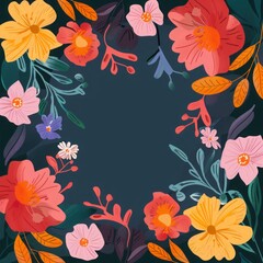 flat illustration flower frame.