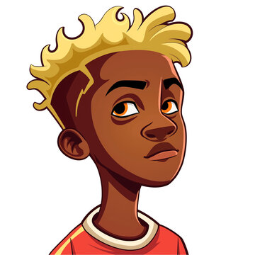 recommend clip art: young african man with blonde hair . png . clip art . vector cartoon art style . remove background 