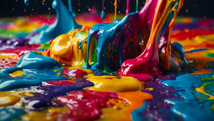 Beautiful multi-colored paint acrylic