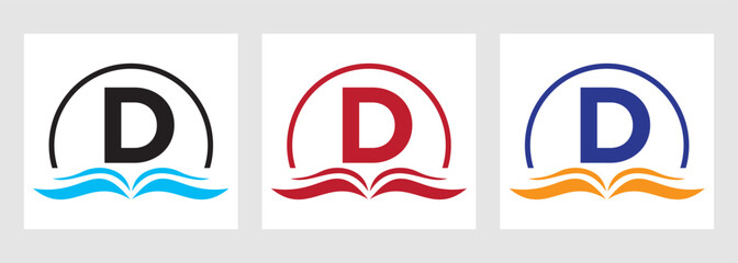 Letter D Education Logo Book Concept. Training Career Sign, University, Academy Graduation Logo Design