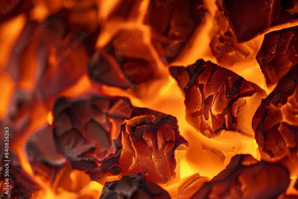 Aufkleber smoldering hot coals are glowing red and orange, creating a warm and inviting atmosphere. the intens