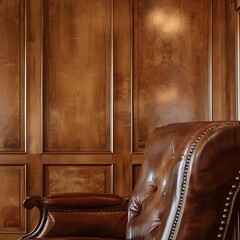 Luxurious Alder Wood Paneling with Leather Chair