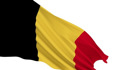 Belgium Waving Flag on a white background - Belgian - 3D Render