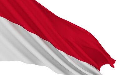 Indonesia Waving Flag on a white background - Indonesian - 3D Render