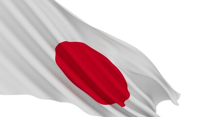 Japan Waving Flag on a white background - Japanese - 3D Render