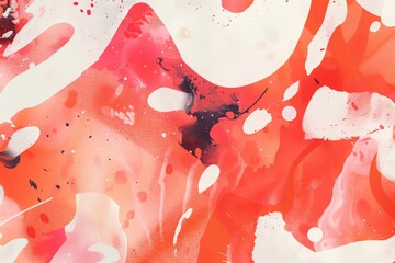 Abstract background featuring a vibrant mix of red and white paint, creating a dynamic and visually engaging composition. The swirling patterns and textures evoke a sense of energy and movement