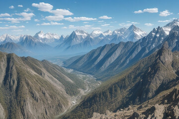 Fototapeta premium Scenic View of Mountains Against Blue Sky