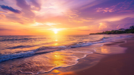 Waves Softly Caressing the Shore Under Glowing Skies