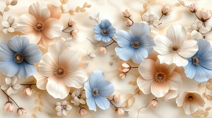 Craft a digital illustration of intricate floral patterns in soft, pastel colors, symbolizing growth, and renewal.
