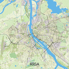 Rīga, Latvia map poster art
