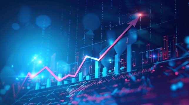 stock market financial chart with uptrend line candle stick graph background. data graph chart report statistic marketing management