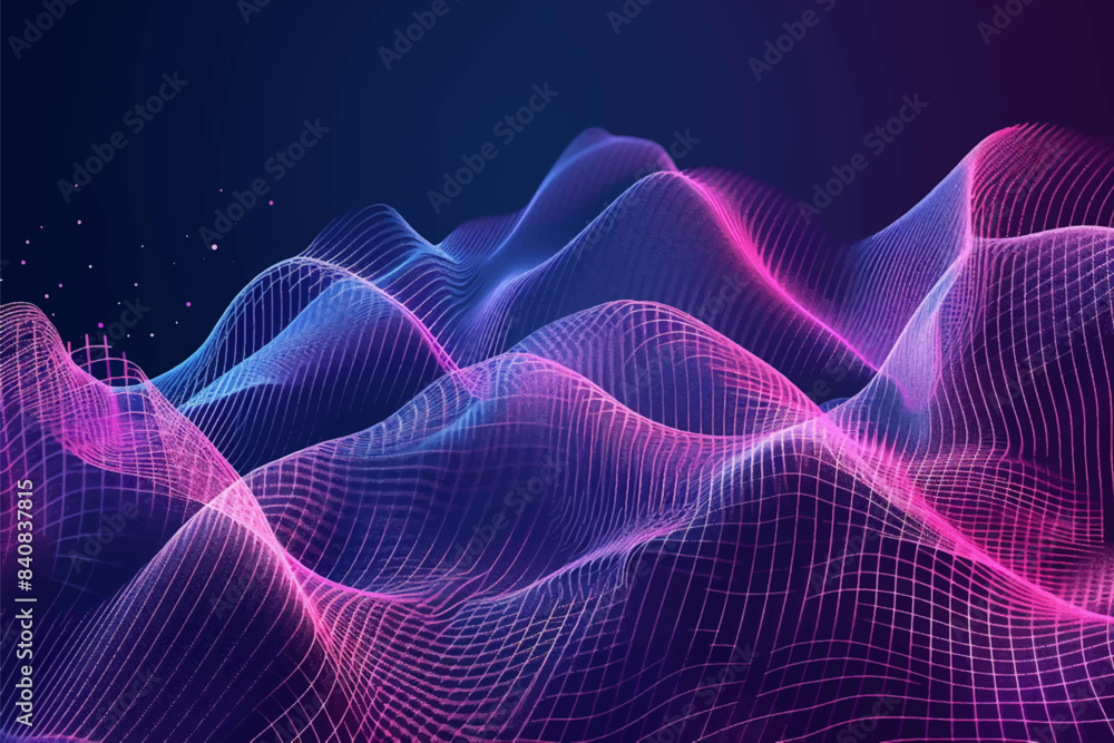 Poster abstract waving particle technology connection background design. hi-tech futuristic modern techno b