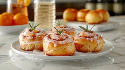Zoom in on the intricate swirls and patterns of a freshly baked cinnamon roll, with its gooey cinnamon filling and
