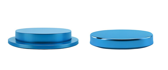 blue shiny round luxury empty podium stand for product advertisement, showcase for product presentation