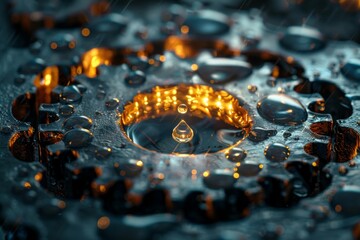 A beautifully rendered mechanical cog and gears illuminated from above