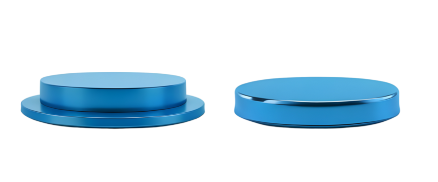 blue shiny round luxury empty podium stand for product advertisement, showcase for product presentation