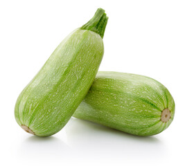 Two fresh vegetable marrow isolated on white background