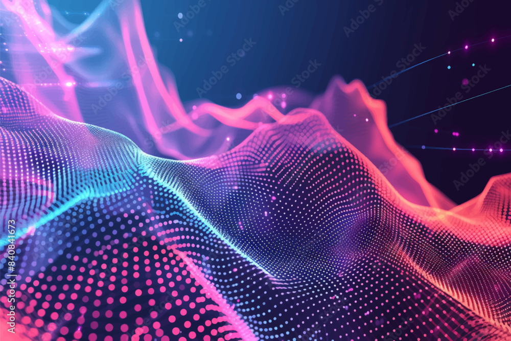 Poster abstract waving particle technology connection background design. hi-tech futuristic modern techno b