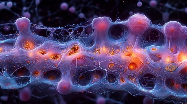 A histological section of the cerebral cortex, showcasing the layers of neurons and glial cells, stained with Nissl