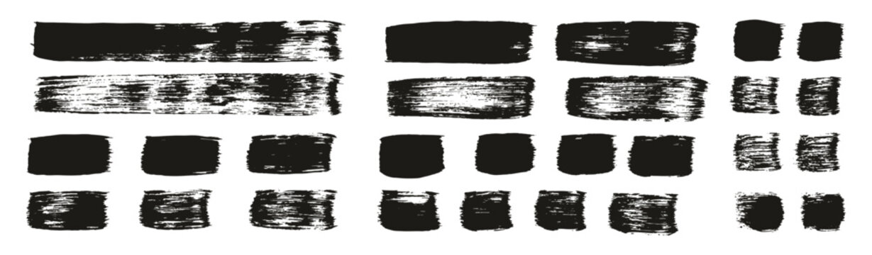 Hand Drawn Flat Paint Brush Thick Straight Lines High Detail Abstract Vector Background MEGA Set 