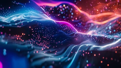 Computer-generated wave of light showcasing AI processing in action, A visualization of artificial intelligence processing data in real-time