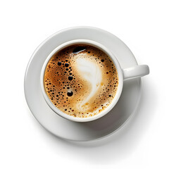 Fototapeta premium Cappuccino cup isolated top view isolated on white background