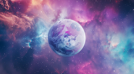 Obraz premium unusual planet in purple nebula
