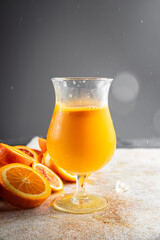 Orange juice natural juice drink fresh appetizer meal food snack on the table copy space food background rustic top view