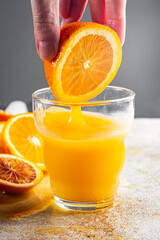 Orange juice natural juice drink fresh appetizer meal food snack on the table copy space food background rustic top view