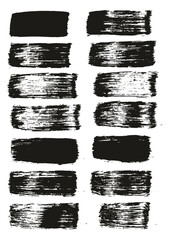 Hand Drawn Flat Paint Brush Thick Straight Lines High Detail Abstract Vector Background Set 