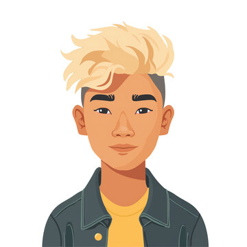 recommend clip art: young asian man with blonde hair  . png . clip art . vector cartoon art style . remove background 