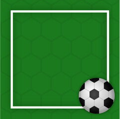 green soccer background with frame and ball