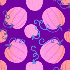 Halloween pumpkins seamless monsters pattern for wrapping paper and fabric